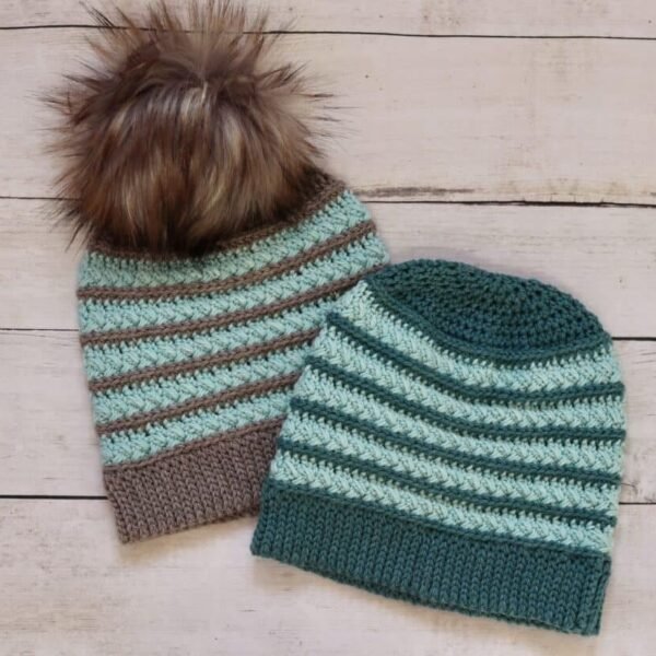 Striped Pom-Pom Beanie Crochet Pattern